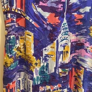 Mureli Collection Silk Shift Maxi Dress Vibrant Bold Purple Yellow Teal Size M